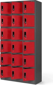 Szafa skrytkowa zamykana na klucz Karol 90x40x185 cm antracyt/czerwony