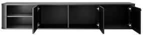Szafka RTV wisząca Vesper 187 cm - czarny / czarne uchwyty