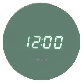 Karlsson 5981GR designerski zegar LED z alarmem,zielony, śr. 9 cm