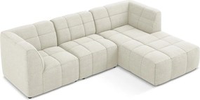 Beżowy narożnik z materiału bouclé (prawostronny/z szezlongiem) Aloha – Makamii