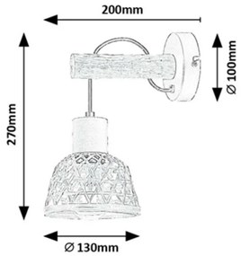 Rabalux 71025 oświetlenie ścienne Rattan, czarny