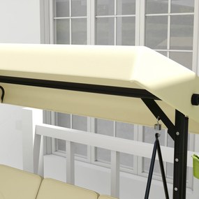 Outsunny Huśtawka Ogrodowa z Ochroną Przeciwsłoneczną, 3 Miejsca, Łóżko Huśtawkowe