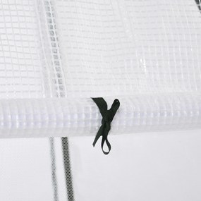 Outsunny Szklarnia Ochronna Przed Zimą, Miniszklarnia z Rolowanymi Drzwiami, Biała, 160 x 140 x 180 cm