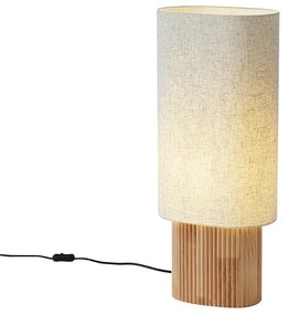 Lampa podłogowa Japandi drewniana z lnianym abażurem 70 cm - Lamel
