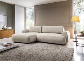 Masseno Narożnik ZEST z funkcją spania i pojemnikiem na pościel Narozniki L, Rozkładana sofa - Beżowy, PUENTE 06