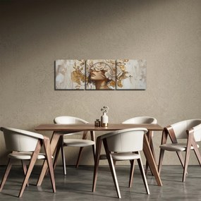 Obraz - Dziewczyna z różami (z zegarem) (90x30 cm)