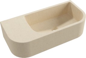 Umywalka betonowa wisząca / nablatowa półokrągła z półką bez otworu na baterię 65 x 30 cm LARMO | różne kolory : Kolor - Kość słoniowa/Ecru, Typ montażu - nablatowa