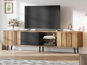 Szafa pod TV 175×31,5×45 cm - 3 drzwi - Pasuje do telewizora 75 cali - naturalny + czarny