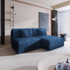 Masseno Narożnik FIORO z funkcją spania i pojemnikiem na pościel Narozniki L, Rozkładana sofa - Niebieski, TILIA 77