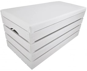 Pufa kufer skrzynia drewniana sosnowa siedzisko 80cm malowana biała