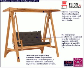 Huśtawka ogrodowa z ciemnoszarą poduszką -Zavo