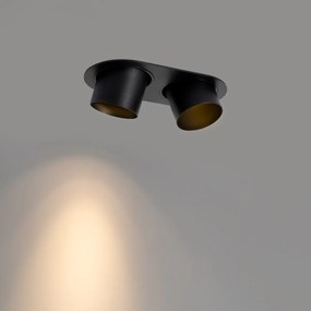 Okrągły podtynkowy reflektor czarny GU10 70 mm, regulowany, 2-punktowy - Installa