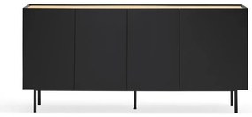 Czarna niska komoda w dekorze dębu 165x78 cm Arista – Teulat