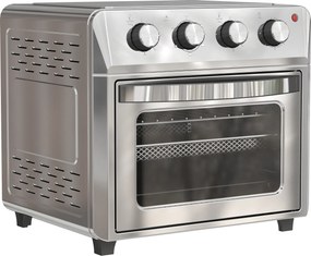 HOMCOM Minipiekarnik z termoobiegiem, frytkownica na gorące powietrze, 6 trybów grzania, timer, akcesoria, 24 l, srebrny