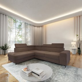 Masseno Narożnik ALVORO z funkcją spania i pojemnikiem na pościel Narozniki L, Rozkładana sofa - Brązowy, QUELLE 25