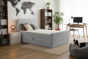 Łóżko kontynentalne Trento 180 z pojemnikiem, tkanina Velo jasnoszary (08)