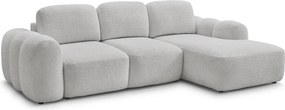 Jasnoszary rozkładany/ze schowkiem narożnik z materiału bouclé (prawostronny/z szezlongiem) Montaigne – Bobochic Paris