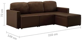 Rozkładana sofa kanapa modułowa brązowa - Odi 4Q