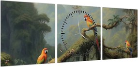Obraz - Las tropikalny (z zegarem) (90x30 cm)