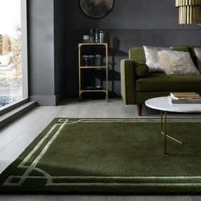 Ciemnozielony wełniany dywan tkany ręcznie 200x290 cm Gatsby – Flair Rugs