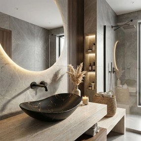 Umywalka nablatowa Rea Royal Black Marble Matt