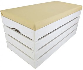 Pufa kufer skrzynia drewniana sosnowa siedzisko 80cm malowana biała