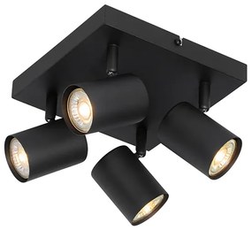 Nowoczesna regulowana lampa sufitowa czarna 4-punktowa kwadratowa - Jeana Nowoczesny Oswietlenie wewnetrzne