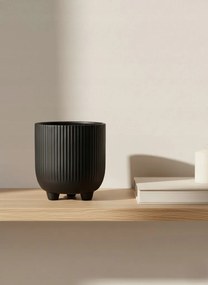 Doniczka Osłonka Czarna 15 Ceramiczna na Trzech Nóżkach Designerska Donica