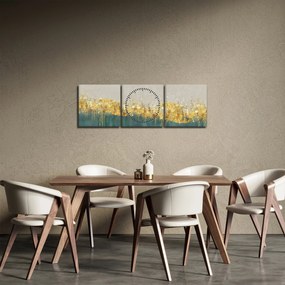 Obraz - Tekstura ze złotą dekoracją (z zegarem) (90x30 cm)