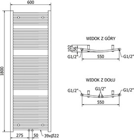Mexen Ares grzejnik elektryczny 1800 x 600 mm, 900 W, antracyt - W102-1800-600-2900-66