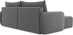 Szary aksamitny rozkładany/ze schowkiem narożnik (lewostronny/z szezlongiem) Kalena – Makamii