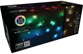 RGB Świąteczny łańcuch LED z pilotem 96 diod LED, kolorowy, 9,6 m