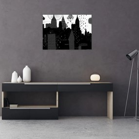 Obraz na szkle - Miasto z napisami i wzorami (70x50 cm)
