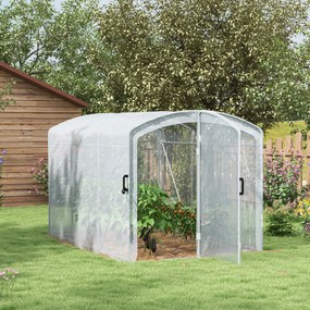 Outsunny Szklarnia foliowa, tunelowa 3 x 2 x 1,95 m, Odporna na wiatr szklarnia na pomidory, Szklarnia z 1 drzwiami, do ogrodu, na balkon, z PE, Przezroczysta