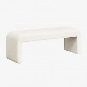 Ławka 130 Cm Z Tkaniny Bouclé Vera Bouclé White - Sklum