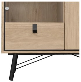 Witryna w dekorze dębu w naturalnym kolorze 102x162x40 cm Ry – Tvilum