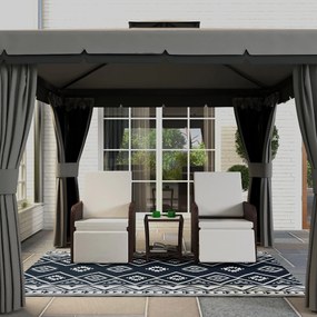 Outsunny Dywan zewnętrzny, Tarasowy dywan, odporny na warunki atmosferyczne, nowoczesny design, 182 cm x 274 cm x 0,3 cm, Czarno + Biały