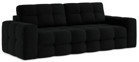 Czarna rozkładana sofa z materiału bouclé 255 cm Milu – Makamii