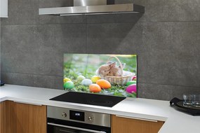 Szkło do Kuchni na Ścianę Wielkanocne Zające i Jajka