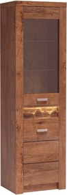 Witryna ZERI 192 x 56 cm, Stojąca witryna do Salonu, Brązowy