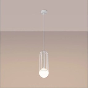 Biała lampa wisząca ze szklanym kloszem Belinda – Sollux