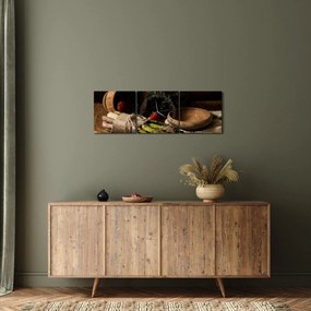 Obraz szparagów na stole (z zegarem) (90x30 cm)
