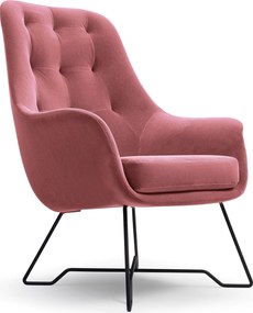 Masseno Fotel SEDUTA do Salonu Tapicerowany Wygodny Komfortowy Nowoczesny Tkanina welurowa Różowy
