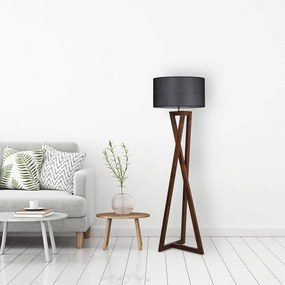 Czarno-brązowa lampa stojąca z tekstylnym kloszem (wysokość 149 cm) Maçka – Opviq lights