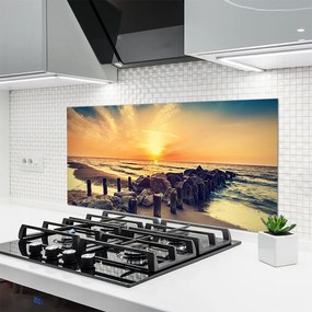 Panel Szklany Zachód Słońca przy Falochronie