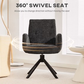 HOMCOM Fotel tapicerowany, fotel akcentowy, nowoczesny design, obrotowy, do 120 kg, czarny