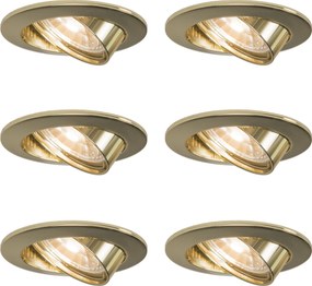 Zestaw 6 okrągłych, uchylnych reflektorów wpuszczanych, kolor złoty - Edu