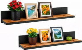 Komplet Półek Czarny Ściennych 2 Szt + Dąb Craft Z6-R89