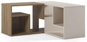 Biała/w naturalnym kolorze narożna szafka pod TV w dekorze dębu 145x45x35 cm Glina – Marckeric