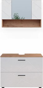 Zestaw mebli łazienkowych biały wysoki połysk/złoty dąb power 80x41x58.6 irma